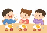 음식물을 삼키지 않고 이야기하는 아이