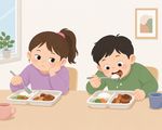 바르지 않은 태도로 음식 먹는 모습